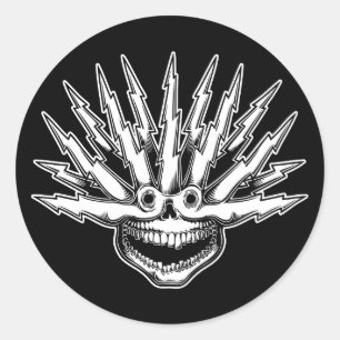 Pegatina Redonda Fried Skull II