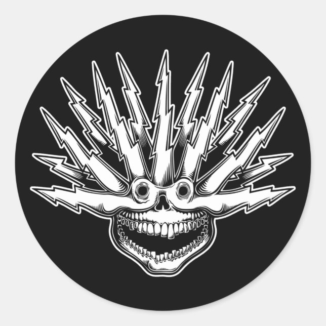 Pegatina Redonda Fried Skull II (Anverso)