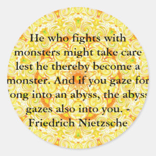 Pegatina Redonda Friedrich Nietzsche - cita profunda