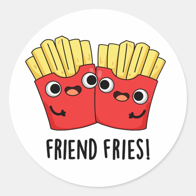 Pegatina Redonda Friend Fries Funny BFF Pun (Anverso)