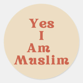 Pegatina Redonda Friendly "Yes I AM Muslim" Identity Sticker