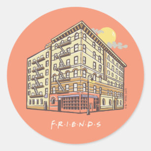 Pegatina Redonda FRIENDS™   Edificio del apartamento de Monica