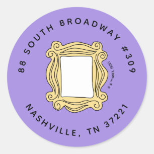 Pegatina Redonda FRIENDS™   Marco de cumpleaños con mirilla Direcci