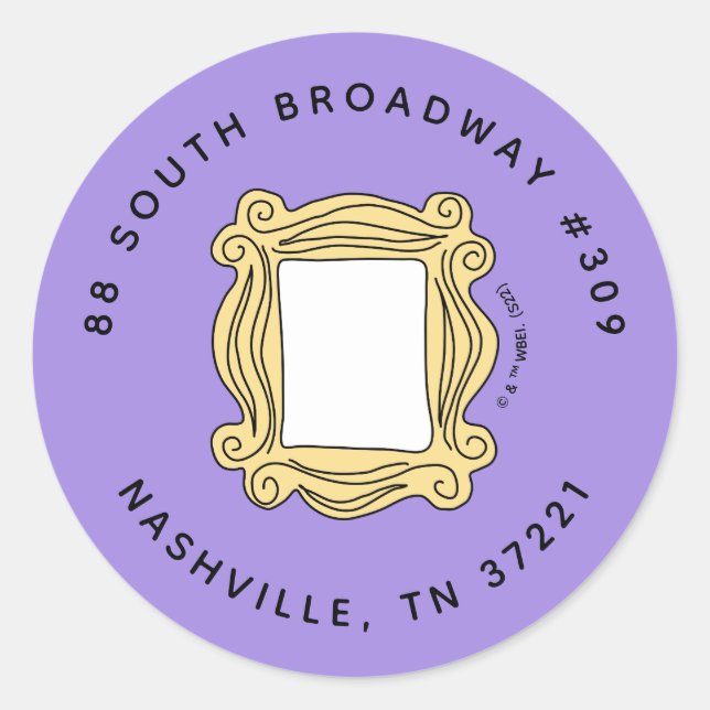 Pegatina Redonda FRIENDS™ | Marco de foto con mirilla de cumpleaños (Anverso)