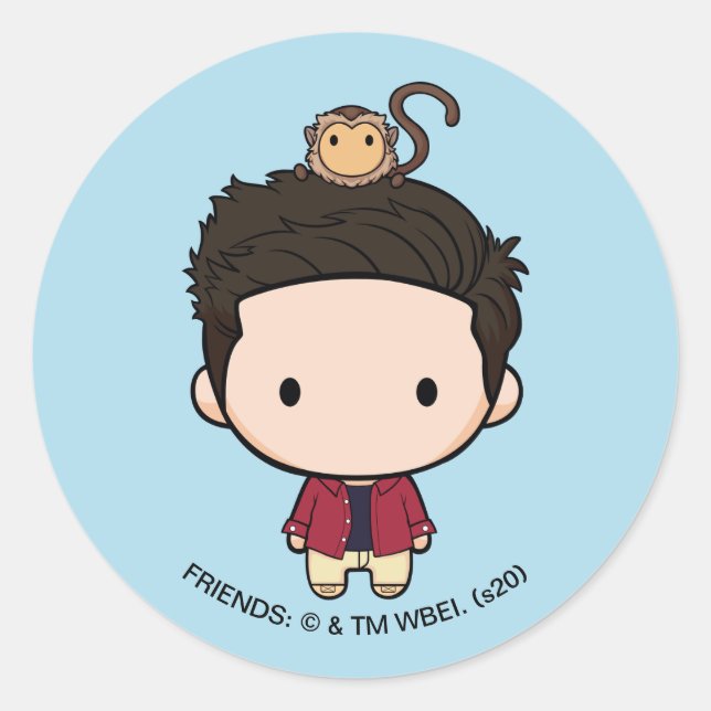 Pegatina Redonda FRIENDS™ | Ross Chibi (Anverso)