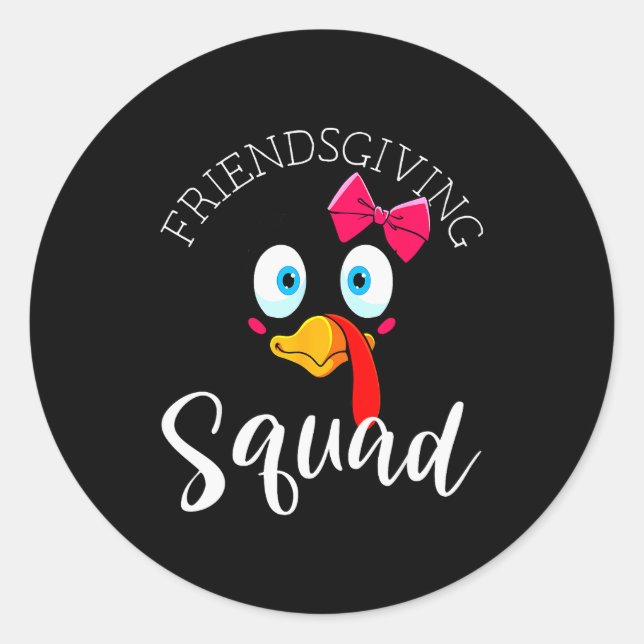 Pegatina Redonda Friendsgiving Squad Happy Thanksgiving Turkey Day  (Anverso)