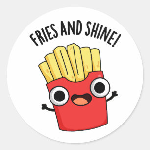 Pegatina Redonda Fries And Shine Chistes Divertidos De Comida 
