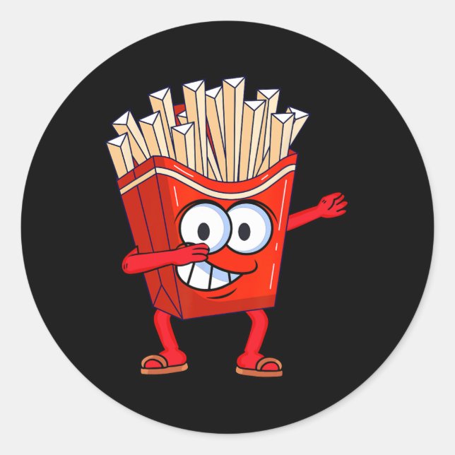 Pegatina Redonda Fries franceses graciosos de baile (Anverso)