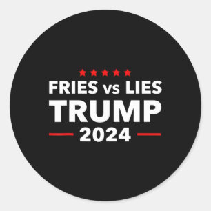 Pegatina Redonda Fries Vs Miente Trump Fries Francesas de 2024 Trum