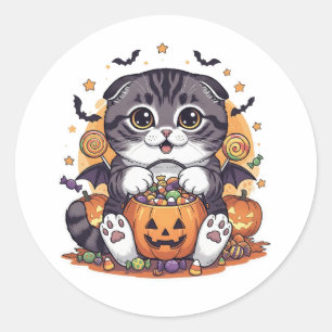 Pegatina Redonda Frío de truco o de truco - Halloween tipo escocés