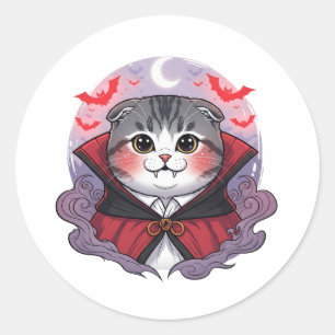 Pegatina Redonda Frío de vampiros - Salón de gatos de vampiros call