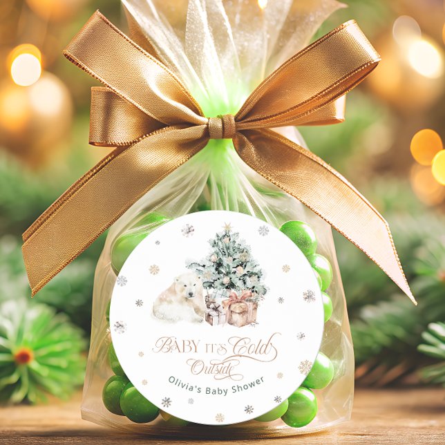 Pegatina Redonda Frío fuera de invierno Cute de oso polar Baby Show (Subido por el creador)