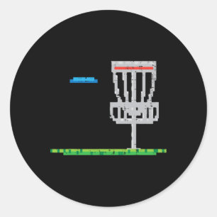 Pegatina Redonda Frisbee de Golf Pixel Golfista Frolf Hombres Niños