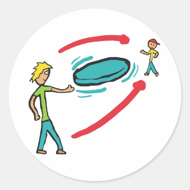 Pegatina Redonda Frisbee Flying Disk (Anverso)