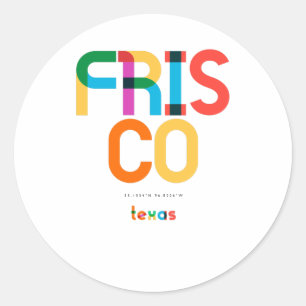 Pegatina Redonda Frisco Texas mediados de siglo, arte pop,