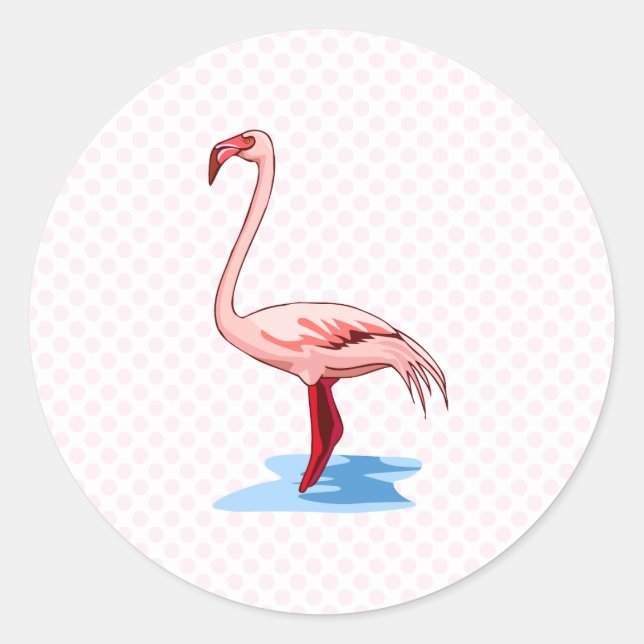 Pegatina Redonda Fritz Flamingo (Anverso)