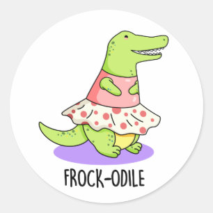 Pegatina Redonda Frock odile Funny Crocodile Pun