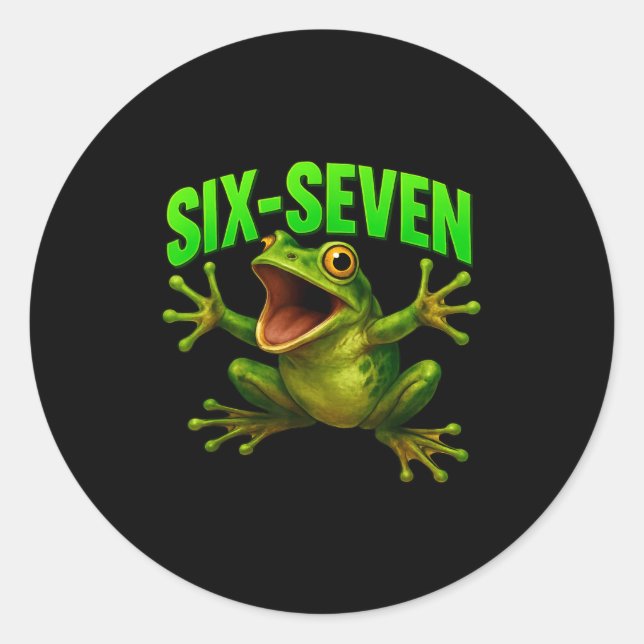 Pegatina Redonda Frog 67 Meme Six Seven Funny Gen Alpha  (Anverso)
