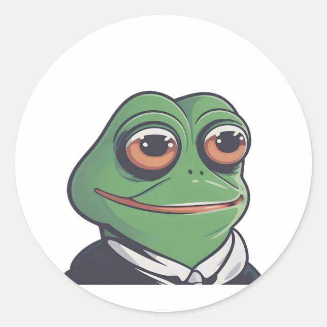 Pegatina Redonda Frog: Arte anfibio caprichoso (Anverso)