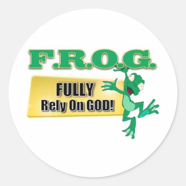 PEGATINA REDONDA FROG CHRISTIAN ACRONYM CONFIANDO PLENAMENTE EN DIO (Anverso)