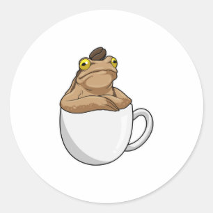 Pegatina Redonda Frog Coffee frijol