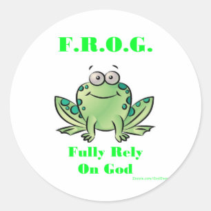 Pegatina Redonda FROG (Confía plenamente en Dios)