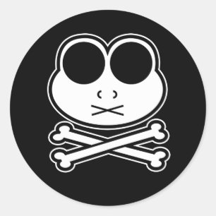 Pegatina Redonda Frog Cross Bone