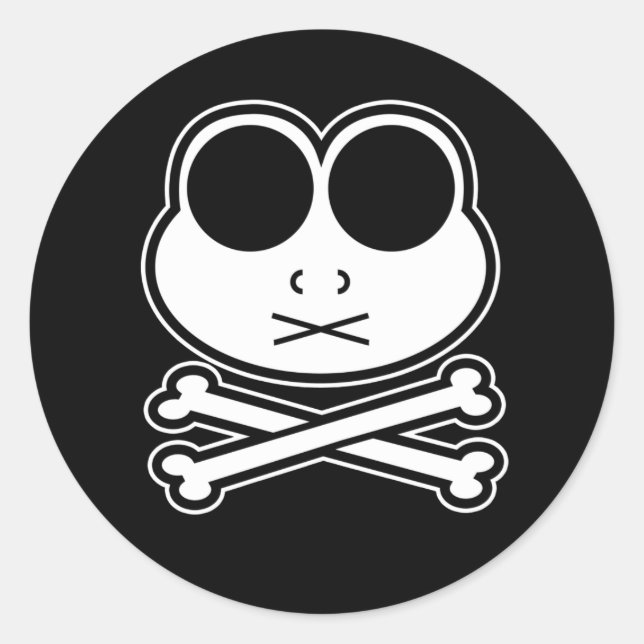 Pegatina Redonda Frog Cross Bone (Anverso)