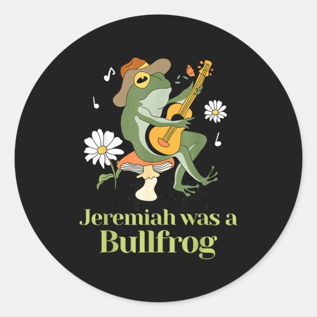 Pegatina Redonda Frog Guitar-jeremiah Was Bullfrog Funny Saying  (Anverso)