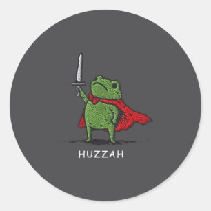 Pegatina Redonda Frog Knight Huzzah Cita Divertida de Espada Meme