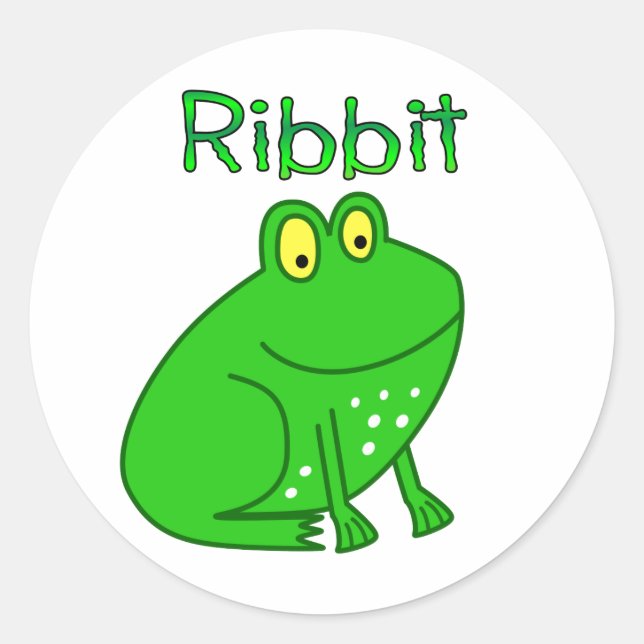 Pegatina Redonda Frog Ribbit (Anverso)