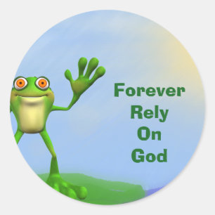 Pegatina Redonda FROG siempre confía en Dios