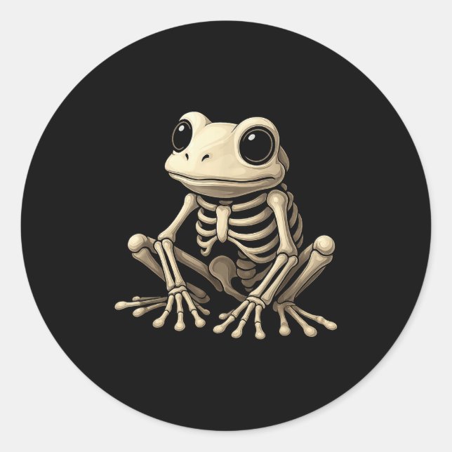 Pegatina Redonda Frog Skeleton Halloween Funny Frog Lover Men Women (Anverso)