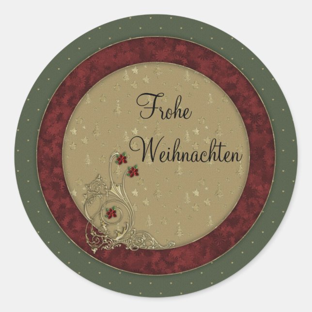 Pegatina Redonda Frohe Weihnachten (Anverso)