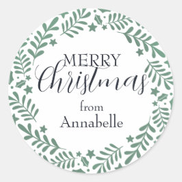 Pegatina Redonda Frohe Weihnachten Aufkleber mit schlichtem Kranz