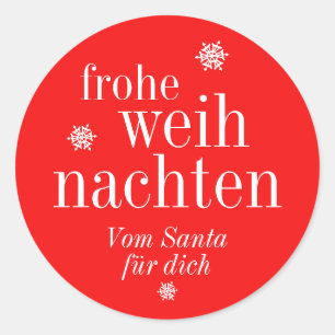 Pegatina Redonda Frohe Weihnachten Feliz Navidad alemán