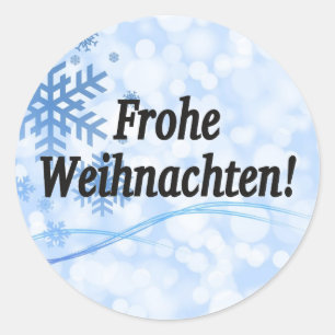 Pegatina Redonda ¡Frohe Weihnachten! Feliz Navidad en alemán