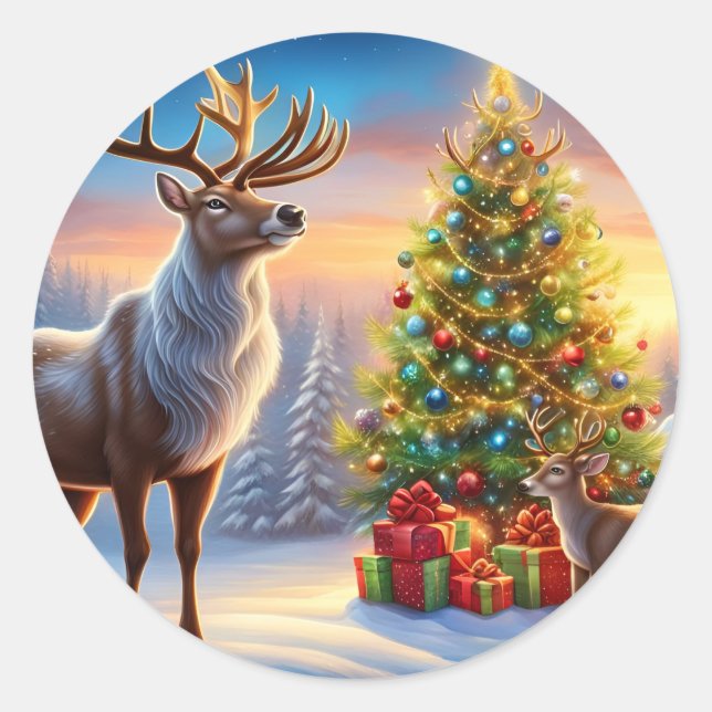 Pegatina Redonda Frohe Weihnachten Fensteraufkleber (Anverso)