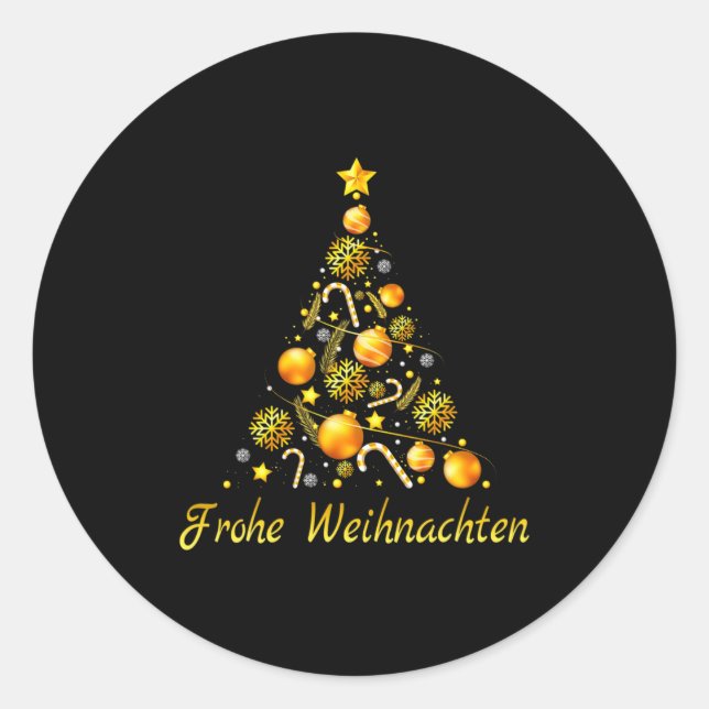 Pegatina Redonda Frohe Weihnachten German Xmas Germany Christmas De (Anverso)