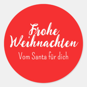 Pegatina Redonda Frohe Weihnachten Merry Christmas en alemán 