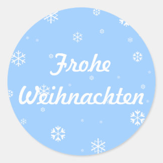Pegatina Redonda Frohe Weihnachten Snowflakes