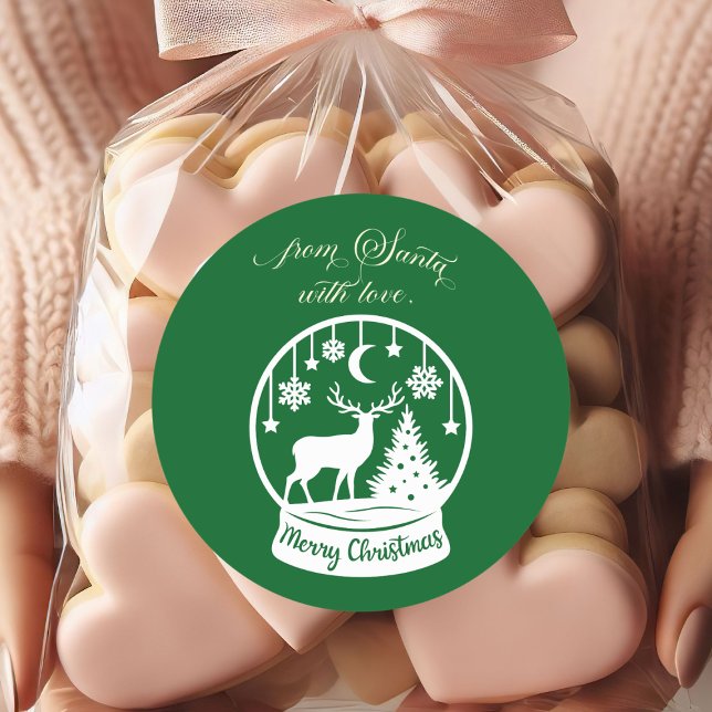 Pegatina Redonda From Santa With Love Snow Globe Deer (Subido por el creador)