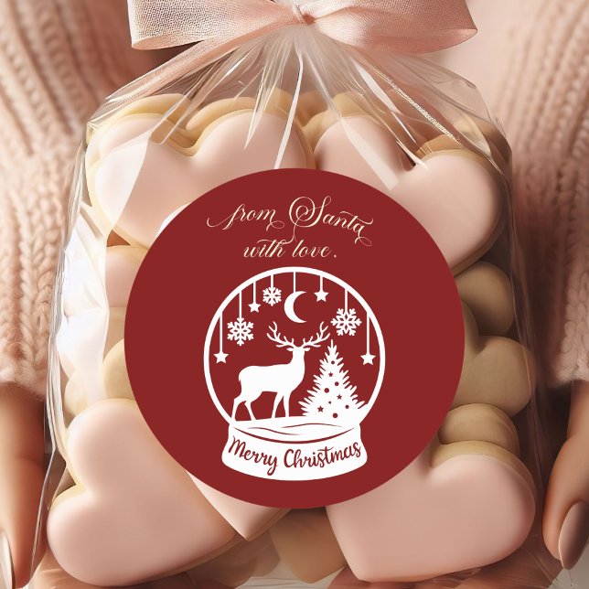 Pegatina Redonda From Santa With Love Snow Globe Deer (Subido por el creador)