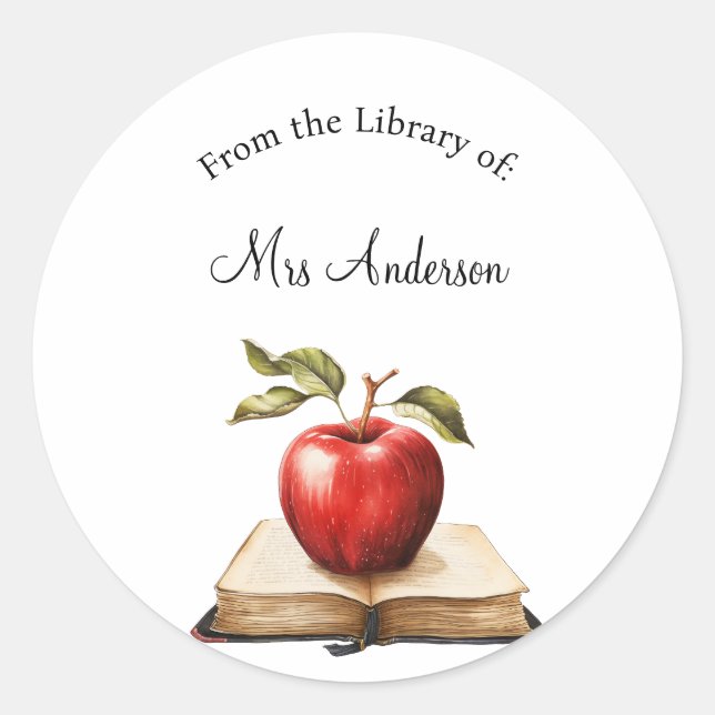Pegatina Redonda From the Library of Labels, Library Stickers, Book (Anverso)