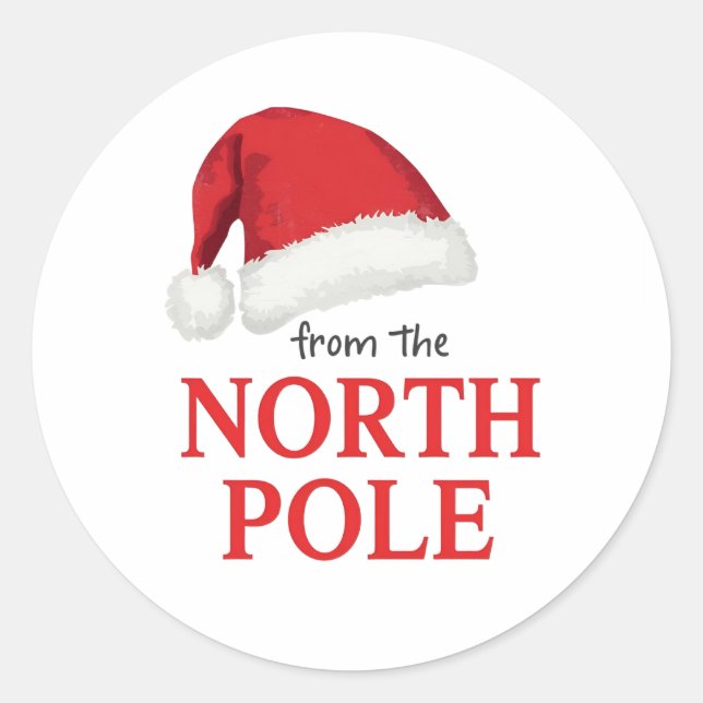 Pegatina Redonda From the North Pole Christmas Sticker | Santa Hat  (Anverso)