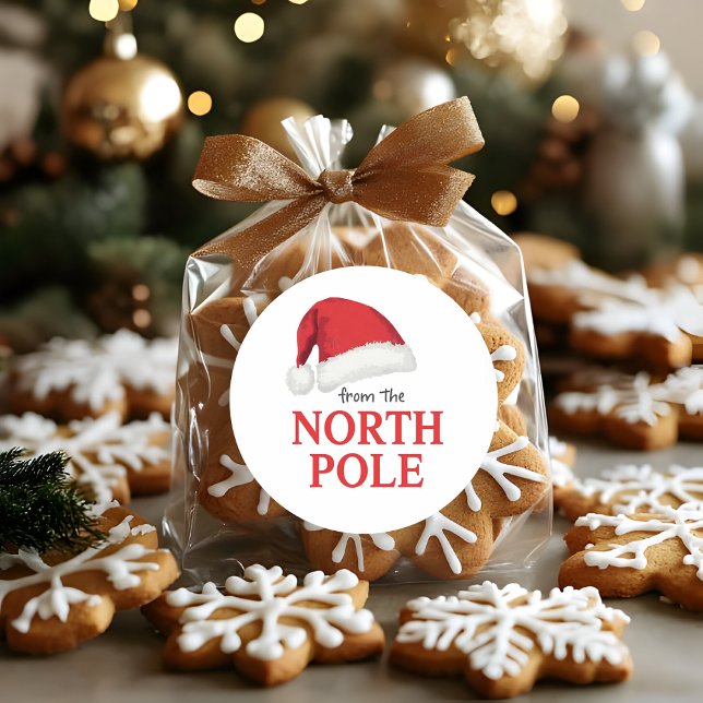 Pegatina Redonda From the North Pole Christmas Sticker | Santa Hat  (Subido por el creador)