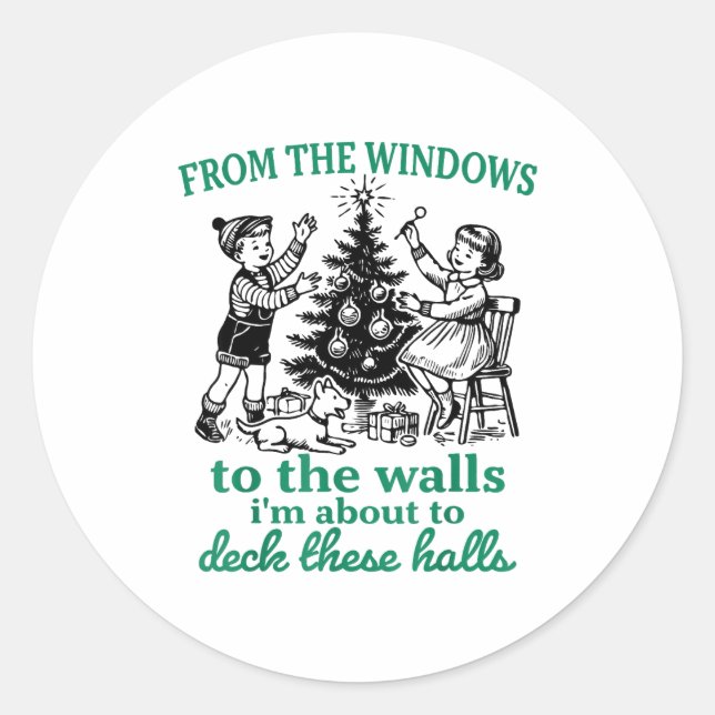 Pegatina Redonda From The Windows To The Walls Funny Christmas Tree (Anverso)