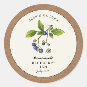 Pegatina Redonda Frontera de papel Blueberry Jam Kraft