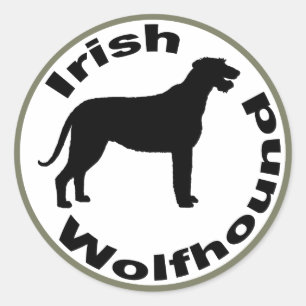 Pegatina Redonda Frontera del círculo del Wolfhound irlandés