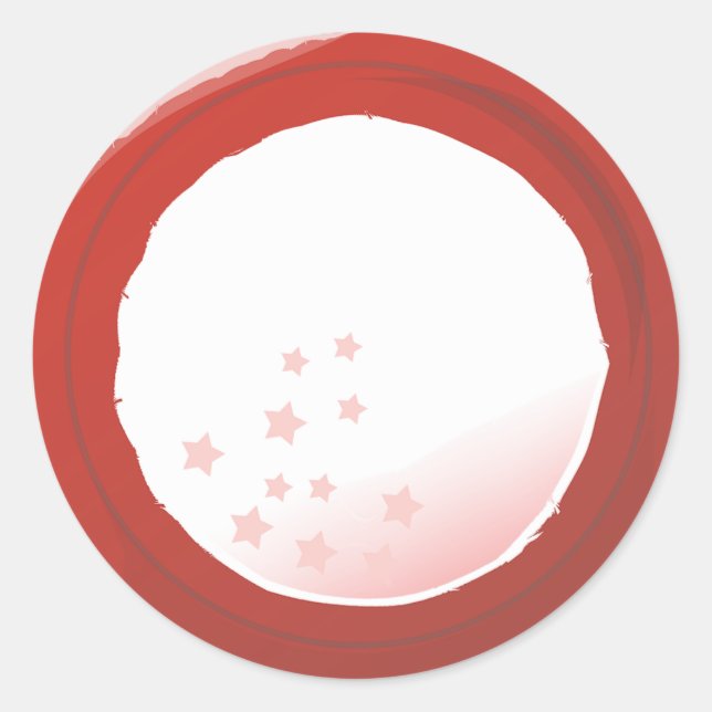 Pegatina Redonda Frontera roja angustiada con estrellas débiles 4 d (Anverso)